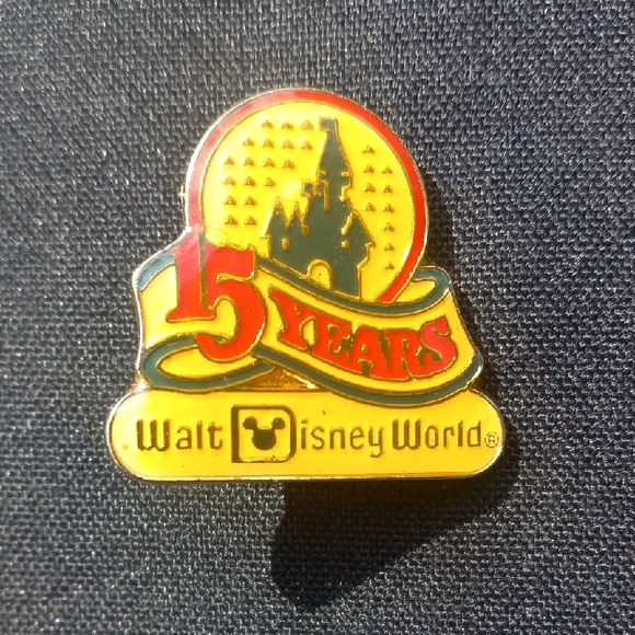 Walt Disney Other - Walt Disney World 15th Anniversary Pin - Gold and Red